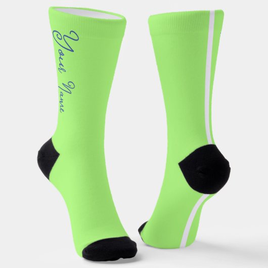 IHRER NAME Personalisierte, hellgrüne Crew Socken (Gewinkelt)