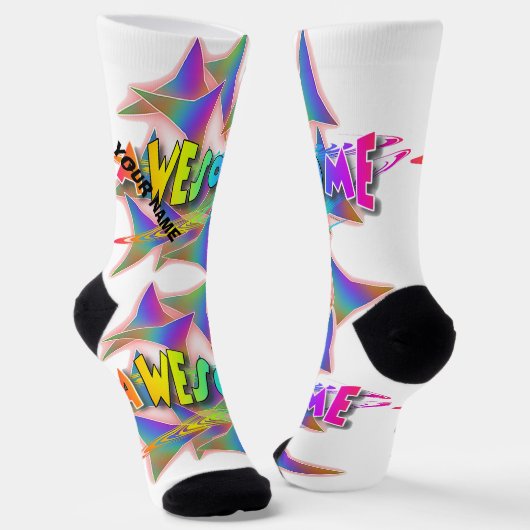 IHRER NAME Phantastisch Crew Socken personalisiere (Gewinkelt)