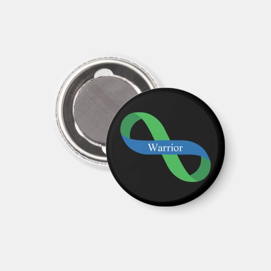 IIH Warrior | Green and Blue Infinity Ribbon Magnet (Vorderseite/Rückseite)