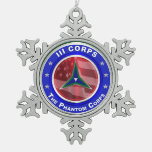 III Corps Andenken Weihnachten Schneeflocken Zinn-Ornament