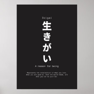 Iikigai japaneses inspirierendes Zitat Poster