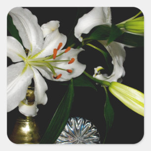 Iirsh Design - Messing- und Blumenkollektion Quadratischer Aufkleber