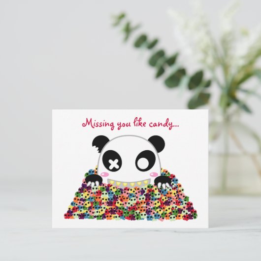 Ijimekko Panda "Vermisstes Sie" Postkarte (Stehend Vorderseite)