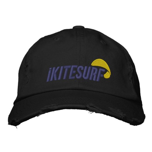 iK Black Distressed Hat Bestickte Baseballkappe (Vorderseite)