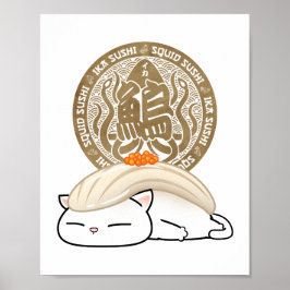 Ika Tintenfisch Sushi Cat Poster