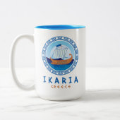 Ikaria, Griechenland, griechisches Schiffsdesign Zweifarbige Tasse (Links)