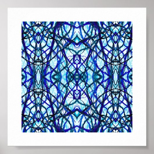 Ikarus Blau Abstrakte Alkoholtinte Kunst Poster (Vorne)