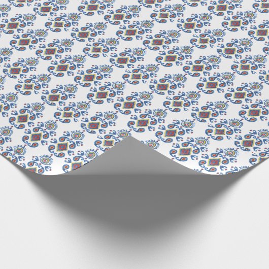 Ikat Abstrakt: Watercolor Oriental Motifs. Geschenkpapier (Ecke)