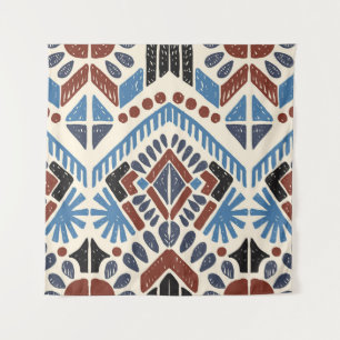 Ikat Aztec: Ethnisch geometrische Ornamente. Wandteppich