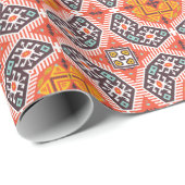 Ikat Aztec: Ethnisch gestreifte Textur Geschenkpapier (Rolleneckpunkt)