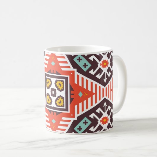 Ikat Aztec: Ethnisch gestreifte Textur Kaffeetasse (VorderseiteRechts)