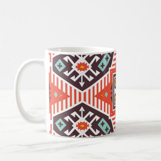 Ikat Aztec: Ethnisch gestreifte Textur Kaffeetasse (Links)