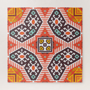 Ikat Aztec: Ethnische Streifentextur Puzzle