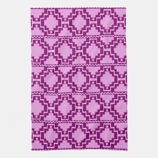 Ikat Aztec Muster - Amethyst Lila und Violet Handtuch (Vertikal)