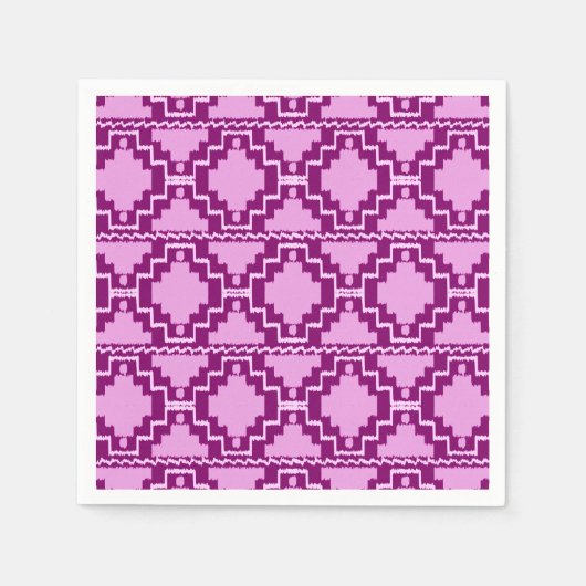 Ikat Aztec Muster - Amethyst Lila und Violet Serviette (Vorderseite)
