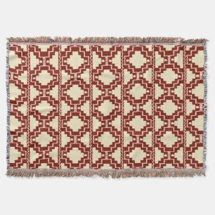 Ikat Aztec Muster - Beige, Burgund und Pink Decke
