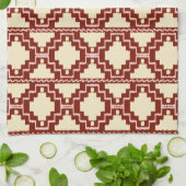 Ikat Aztec Muster - Beige, Burgund und Pink Handtuch (Gefaltet)
