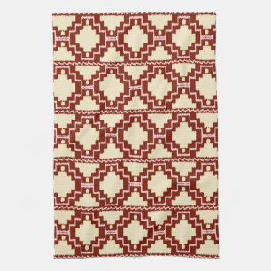 Ikat Aztec Muster - Beige, Burgund und Pink Handtuch