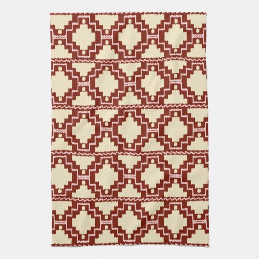 Ikat Aztec Muster - Beige, Burgund und Pink Handtuch (Vertikal)