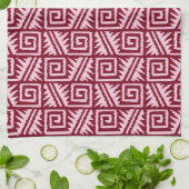 Ikat Aztec Muster - Burgund und Rosa Geschirrtuch (Gefaltet)