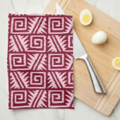 Ikat Aztec Muster - Burgund und Rosa Geschirrtuch (Viertel Falte)