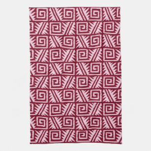 Ikat Aztec Muster - Burgund und Rosa Geschirrtuch