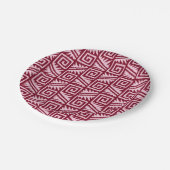 Ikat Aztec Muster - Burgund und Rosa Pappteller (Schrägansicht)