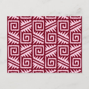 Ikat Aztec-Muster - Burgund und Rosa Postkarte
