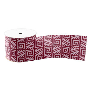 Ikat Aztec Muster - Burgunderrot und Rosa Ripsband
