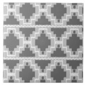 Ikat Aztec Muster - Dunkel und leicht grau / grau Fliese (Vorderseite)