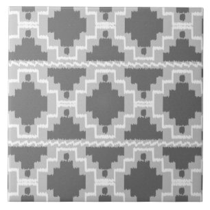 Ikat Aztec Muster - Dunkel und leicht grau / grau Fliese