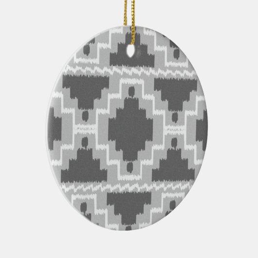 Ikat Aztec Muster - Dunkel und leicht grau / grau Keramikornament (Rechts)