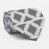 Ikat Aztec Muster - Dunkel und leicht grau / grau Krawatte (Gerollt)