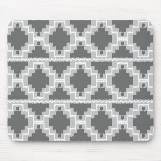 Ikat Aztec Muster - Dunkel und leicht grau / grau Mousepad (Vorne)