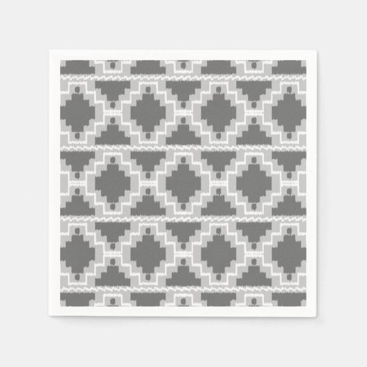 Ikat Aztec Muster - Dunkel und leicht grau / grau Serviette (Vorderseite)