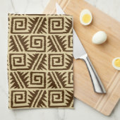 Ikat Aztec Muster - Dunkelbraun und Tan Geschirrtuch (Viertel Falte)