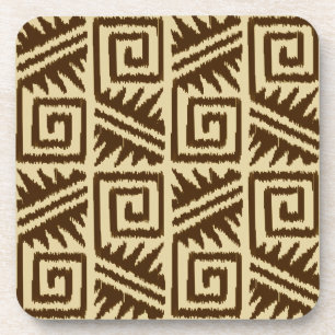 Ikat Aztec Muster - Dunkelbraun und Tan Getränkeuntersetzer