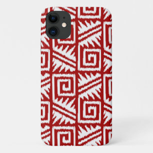 Ikat Aztec Muster - Dunkelrot und Weiß Case-Mate iPhone Hülle