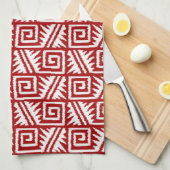 Ikat Aztec Muster - Dunkelrot und Weiß Handtuch (Viertel Falte)