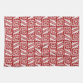 Ikat Aztec Muster - Dunkelrot und Weiß Handtuch (Horizontal)