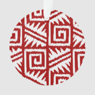 Ikat Aztec Muster - Dunkelrot und Weiß Ornament