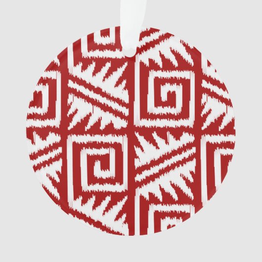 Ikat Aztec Muster - Dunkelrot und Weiß Ornament (Vorderseite)