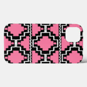 Ikat Aztec Muster - Fuchsienrosa, Schwarz und Weiß Case-Mate iPhone Hülle (Rückseite (Horizontal))