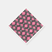 Ikat Aztec Muster - Fuchsienrosa, Schwarz und Weiß Serviette (Ecke)