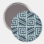 Ikat Aztec-Muster - Indigo und Hellblau Magnet (Vorderseite/Rückseite)