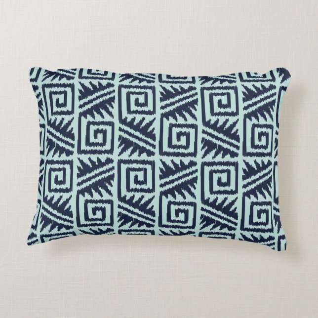 Ikat Aztec-Muster - Indizes und Lichtblau Dekokissen (Rückseite)