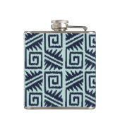 Ikat Aztec-Muster - Indizes und Lichtblau Flachmann (Rückseite)
