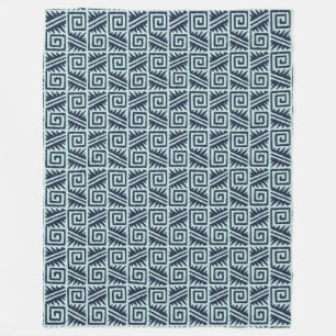 Ikat Aztec-Muster - Indizes und Lichtblau Fleecedecke