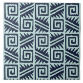 Ikat Aztec-Muster - Indizes und Lichtblau Fliese (Vorderseite)