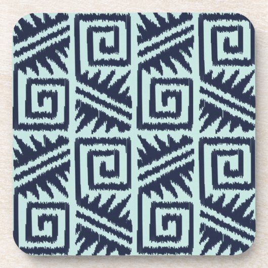 Ikat Aztec-Muster - Indizes und Lichtblau Getränkeuntersetzer (Vorderseite)